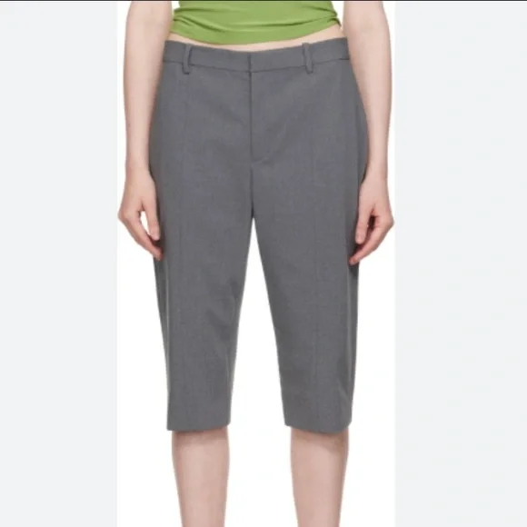 Sandy Liang Melvin Capri Length Trouser Pant in Grey NWT Wool Blend